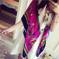 130 130CM Big Square Foulard Horse and Chain Pattern Women Scarves 2016 Luxury Brand Poncho Wraps