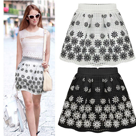 2016 new summer slim organza puff print elastic waist skirt informal tutu skirt bottoms font b