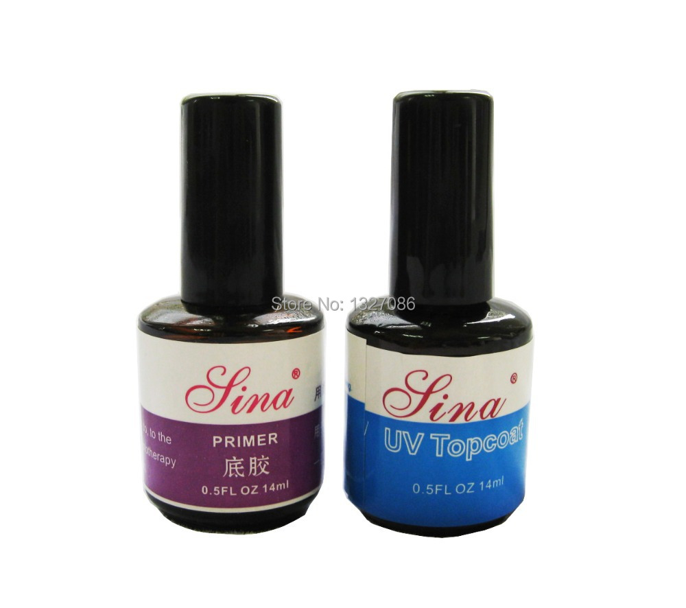 high quality Pro 2pcs Nail Art Tips Set Primer Base Gel Top Coat For Acrylic UV