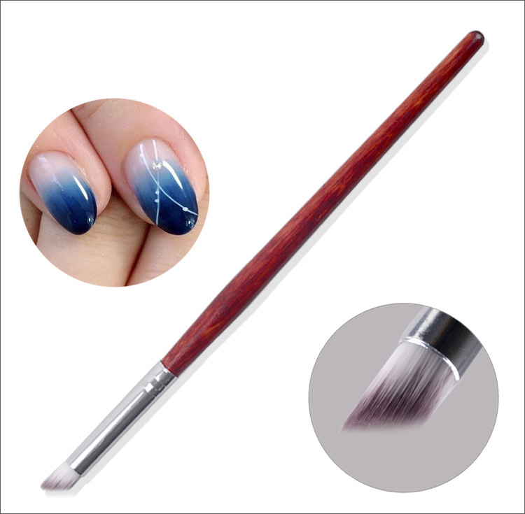 Description Picture 3 of item1Pc Nail Art Brush Gradient Dizzy Dye Pen Wood Handle Angle Nail Painting Dotting Tools