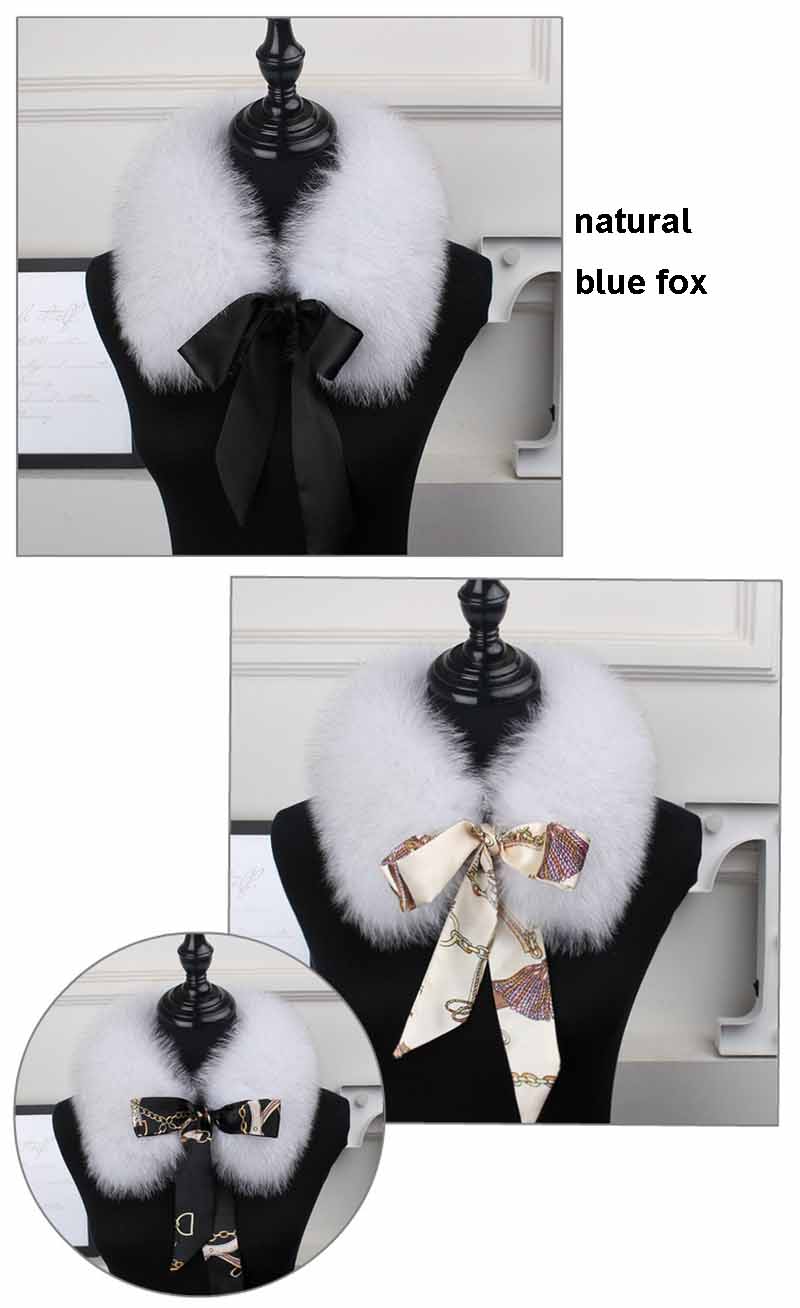 fox fur collar lace natural blue fox