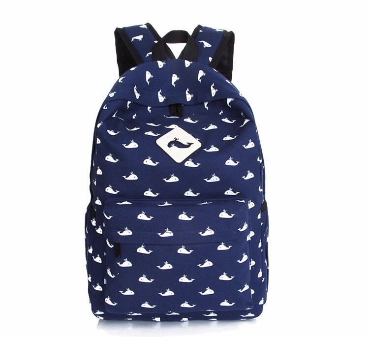 Small whales animals backpacks han edition fashion women canvas backpack girl school bags travel bag (14)