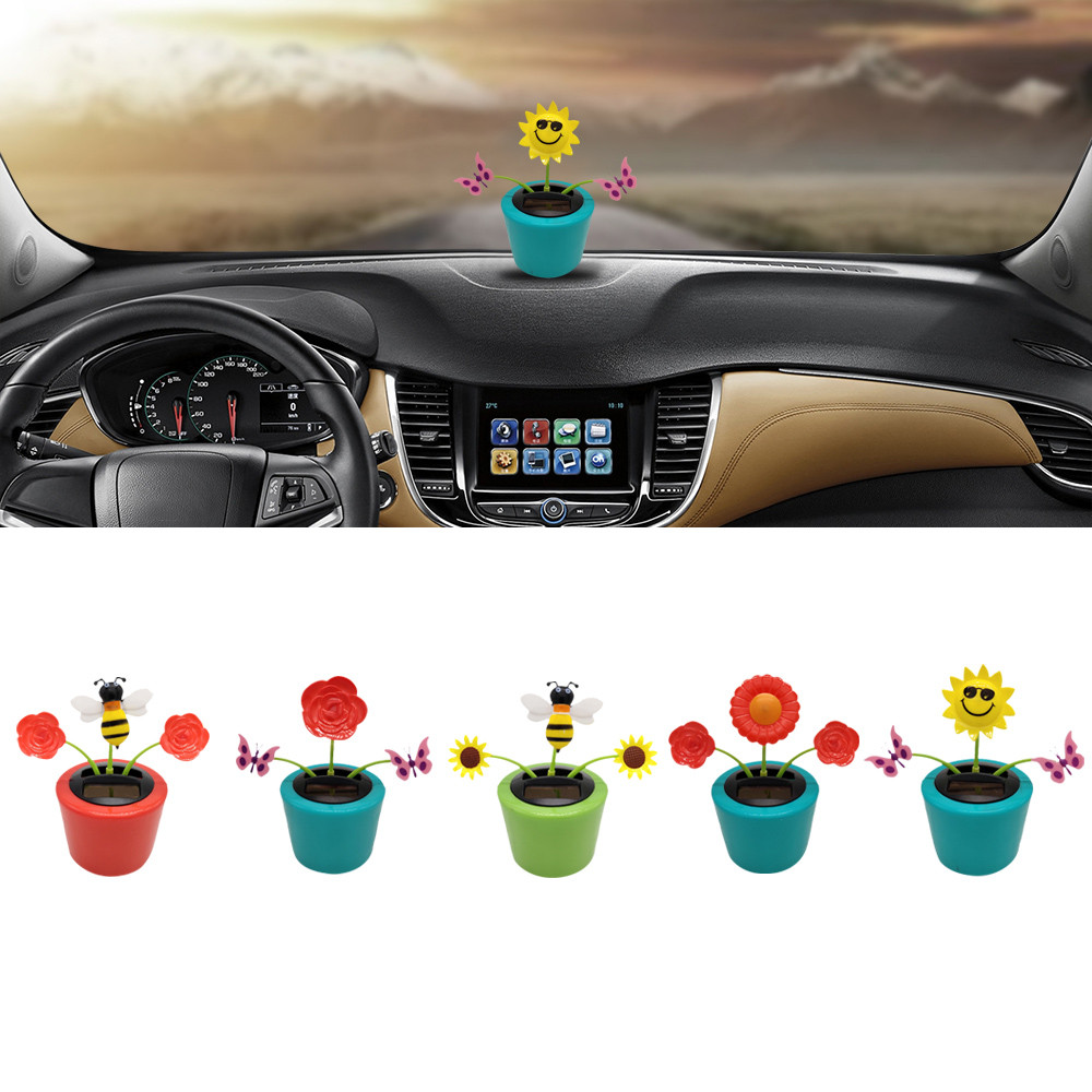 4PC New Plant PVC Car Dashboard Bobbing Flower Solar Toy