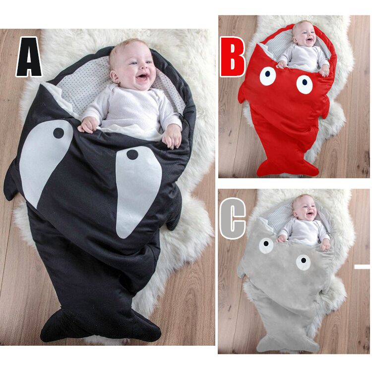 Cartoon Shark Baby Sleeping Bags Newborn Winter Baby Stroller Blanket Swaddle Bedding Warm Cute Baby Sleepsacks-T51012
