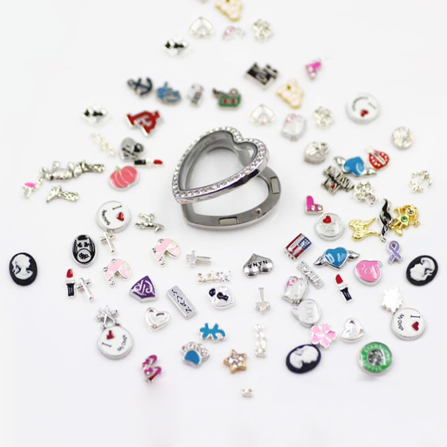Randomly DIY Jewelry Accessories Kinds Flower Animal Metal Designs Charm Necklace Float Locket Pendant Ornament Trinkets Jewelry (6)