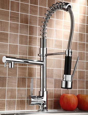 Chorme Polish Kitchen Tap Deck Mounted Sink Faucet Single Handle Mixer Faucet