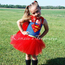 Superman Girl Dress Captain America Batman Wonder Woman Cosplay Tutu Dress Halloween Costume Kids Tutu Dress Knee Length PT61