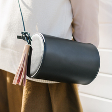 Teeinco original design fashion brief cowhide small round bag genuine leather cylindrical package mini crossbody women’s bag