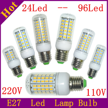 Hot Ultrabright Lights SMD 5730 5630 E27 5W 7W 9W 12W 15W LED Lamp AC 220V-240V 24 36 48 56 69 leds Warm White/White Corn Bulb