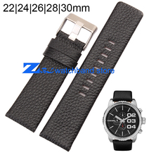 Leather strap Black watchband 22mm 24mm 26mm 28mm 30mm accessories Wrist watch band Soft and comfortable