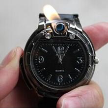 2015 venta caliente nuevos hombres frescos de cigarrillo del Gas butano / del alumbrador del cigarro recargable reloj banda de silicona de cuarzo reloj de pulsera envío gratis