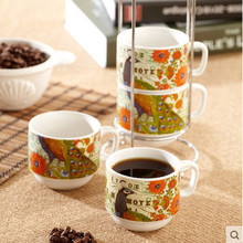 Simple style 4pcs ceramic espressos coffee cups set with storage rack multi type to choose novelty