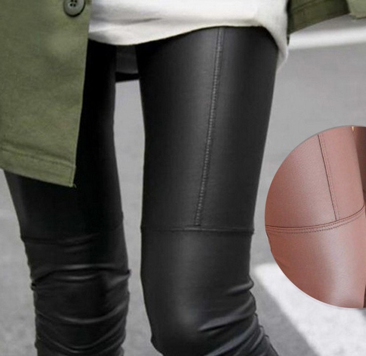 2015 splicing imitation leather leggings