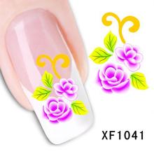 Unique design Flowers Art Water Transfer Sticker Nails Beauty Wraps Foil Polish Decals Temporary Tattoos Watermark