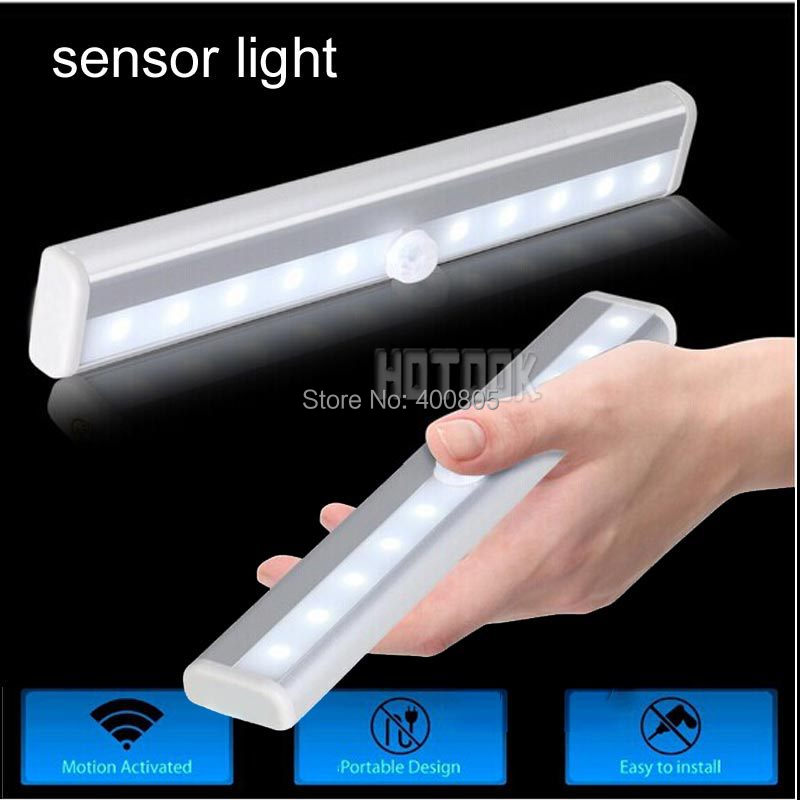 10 leds IR Infrared Motion Sensor lights Detector Wireless Auto Sensor Closet Cabinet LED Tube Light Bulbs Lamp Free Shipping