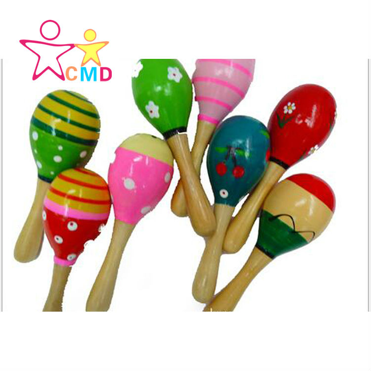 2016 new 1pc Baby Kid Wooden Ball Toy Sand Hammer Rattle Musical Instrument Percussion Infant