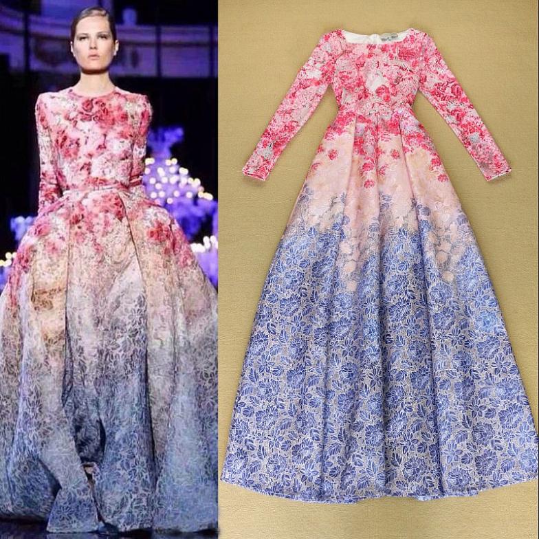 New 2015 Women Runway Blue Red Summer Elegant Maxi Dress ...