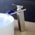 BAKALA Deck mounted NO battery Nickel Brushed LED faucet for bathroom faucet tap bathroom waterfall LH