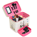 Brand PU Leather Cosmetics Bag Large Capacity Landscape Pattern Storage Box Make up Makeup Women Ladies