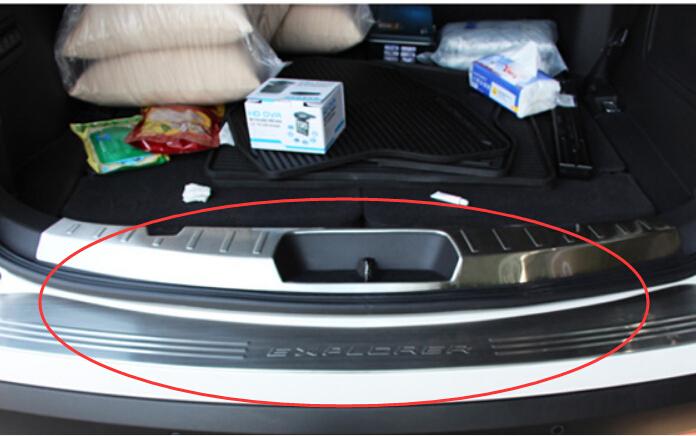 Фотография For Ford Explorer 2011-2014 Outer & Inner Rear Bumper Protector Sill Threshold Plate Trim 2pcs / set
