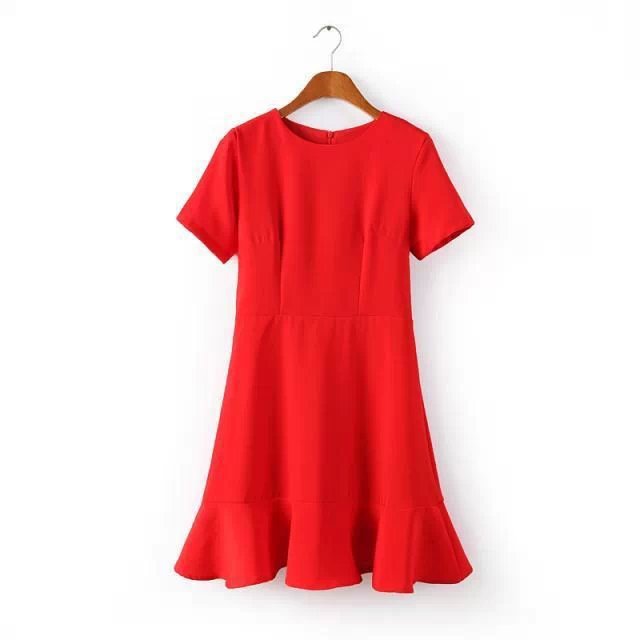 ... summer-dress-2015-red-dress-ruffles-short-sleeve-trumpet-dresses-women