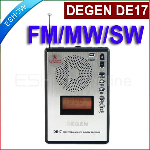 DEGEN DE17 FM Stereo MW SW LCD Radio DSP World Band Receiver Alarm Quarz Clock A0904A