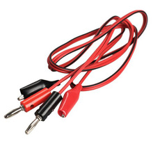 2015 Hot New 3Ft Red Alligator Clip to Banana Plug Probe Cable Test Lead 90cm