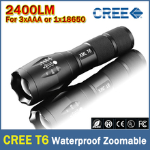 E17 CREE XM-L T6 3800Lumens cree led Torch Zoomable cree LED Flashlight Torch light For 3xAAA or 1×18650 Free shipping