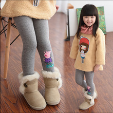 2015 Baby cartoon pig leggings girl winter children’s clothing plus velvet thickening long trousers baby girls Warm Pants