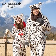 Song Riel autumn and winter flannel pajamas cartoon cows animal lovers men and women home service package flowery release
