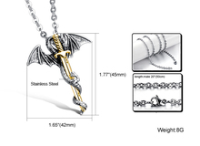 Personality Cool Stainless Steel Long Pendant Necklace Pterosaur Sword Jewelry Men Necklace Dragon Punk Necklace 2015