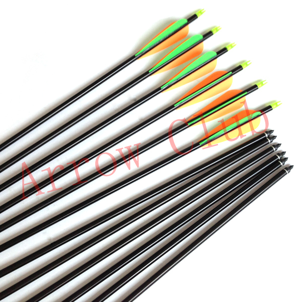 12pcs screwing arrow broadhead hunting aluminum 8 8mmOD arrow shaft with 611 grian total 340 spine