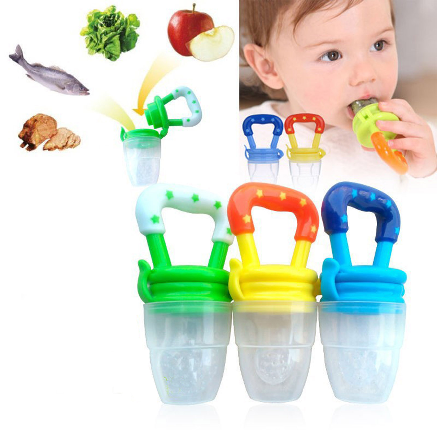 New 2015 High Quality Baby Pacifier Feeding Dummies Soother Nipples Soft Feeding Tool Bite Gags Boys