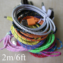 2m/6FT Micro USB Data Sync Charging Charger Cable Cord Braided Wire for Samsung GALAXY S3 S4 S2 Note 2 I9100 I9300 I9500 N7100