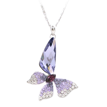Charm Crystal  butterfly Pendant necklace  Free shipping with Swaroviski element crystal NC-104 PINK/PURPLE/CHAMPAGNE/WHITE