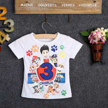 2015 new Hot Paw Patrol summer Kids Boys Girls Cartoon Tees Tops shirt Clothing 2 7Y