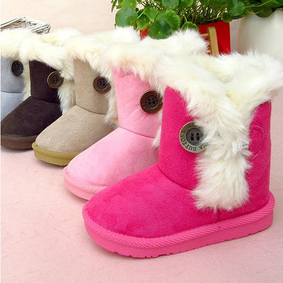Children's Boots Winter Boy Girls Warm Winter Flat Snow Boots Rosered Pink Brown Beige new 2014 Fashion Warm Shoes