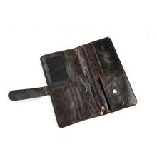 Luxury Brand High Quality 100 Top Genuine Oil Wax Cowhide Leather Men Long Bifold Wallet Purse