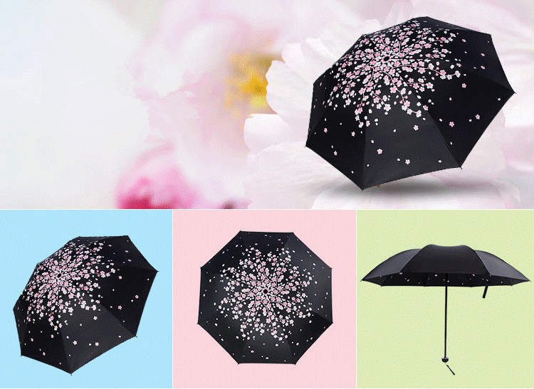 2016 High Quality Man Woman Fashion Beautiful Sakura Rain Umbrella 3 Fold Anti Uv Fashion Windproof Free Shipping HI01 (8)