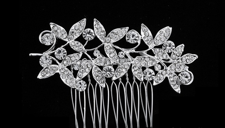 Luxurious Silver Plated Clear Austria Rhinestone Hair Combs Tiara Bridal Bridesmaid Accessory Headpieces Elements Crystal