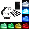 4X Car Music Voice Control RGB LED Strip Light Interior Atmosphere Lamp Foot Lamp Decorative Light