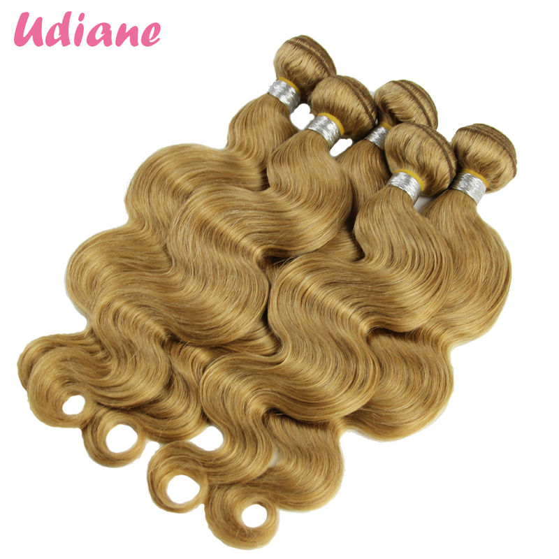 4PCS Blonde Body Wave Hair Virgin Brazilian Blonde Hair Extensions 10-26 Color 27# Honey Blonde Human Hair Weave Cheveux 7BD03