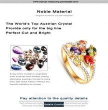 Nice Multicolor Crystal Flower Ring 18K Gold Plated Made With Genuine Austrian Crystals Cute Rings Wholesale