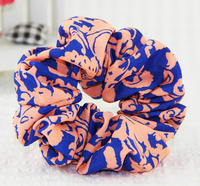 8pcs Contrast Color Chiffon Flower Print Hair Scrunchie Elastic Hair Bands Lady Women Girl
