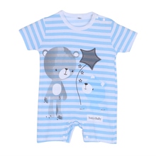 Girl Boys Kids Baby Cotton Clothing Short Sleeve Toddler Striped Jumpsuit Romper