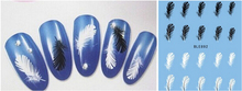 1 sheet Black White Feather Water Decals Transfer Watermark Stickers Decoration DIY Foil Polish Nail Beauty