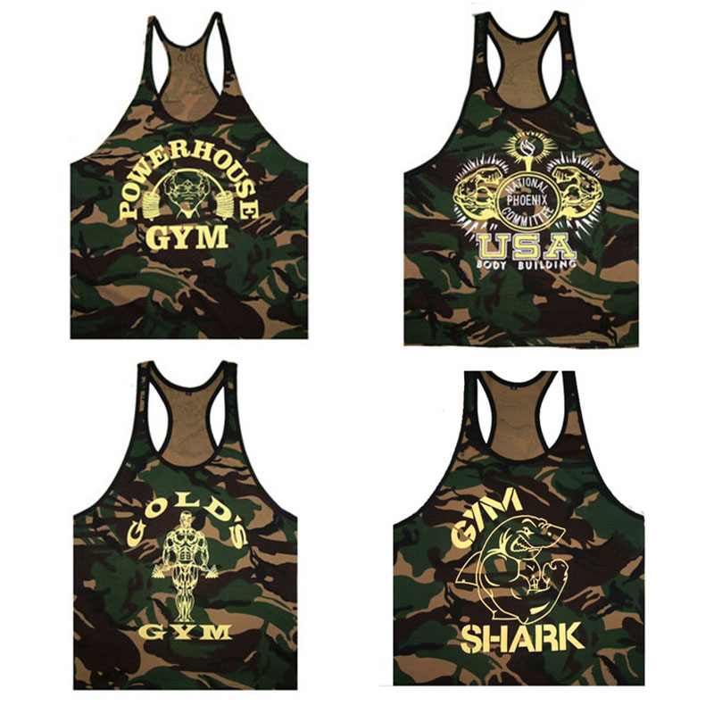 Brand Men Gym Camouflage Tank High Quality Cotton Breathable Bodybuilding Fitness Vest Training Exercise Workout Tops