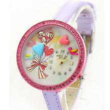 Mini palabra de cuarzo DIY 3D del corazón Bird Polymer Clay relojes mujeres Girl Dress reloj Brithday regalo del Festival 2035 movimiento MN203