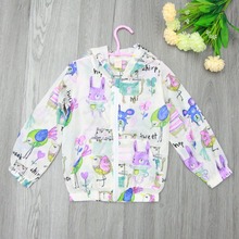 Retail next new baby girls cartoon outerwear & coats kids jeacket Graffiti animal Sunscreen hooded full sleeve children clothing