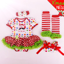 Christmas Gifts Newborn Baby Costumes Kids Romper Girls tutu Dress Headband Colorful Socks Shoes Set Toddler